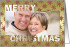 Merry Christmas Cut Out Photo Card - Red Gold Star card