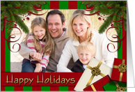 Christmas Stripe - Happy Holidays - Photo Card