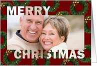 Merry Christmas Cut Out Photo Card - Wreaths card