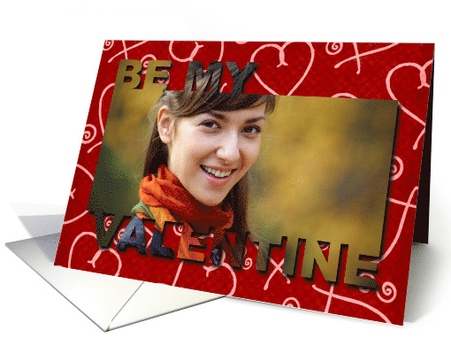 Be My Valentine Cut Out Photo Card - Red Hearts card (889532)