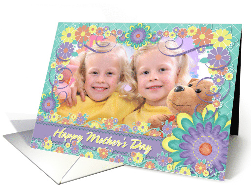 Mother's Day - Spring Flowers Photo Card - Aqua card (916624)