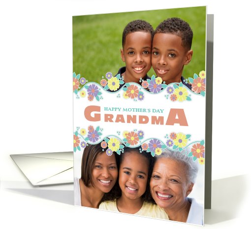 Happy Mother's Day Grandma Center Blossoms Photo card (921210)