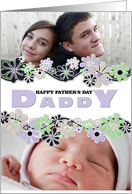 Happy Father’s Day Center Blossoms Purple Photo Card