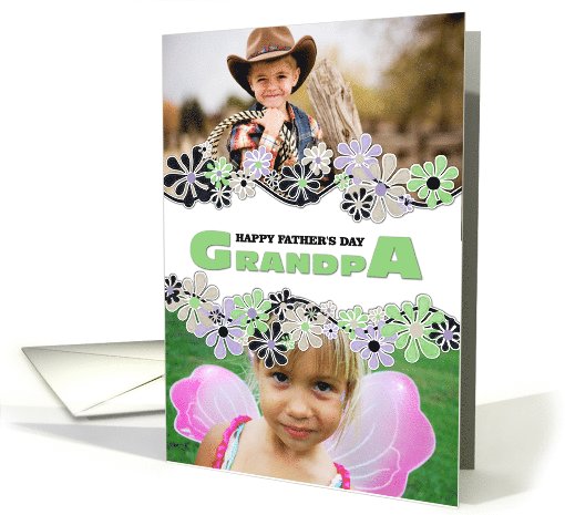 Happy Father's Day Grandpa Center Blossoms Green Photo card (927299)