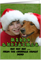 Christmas Tree Lights Letters Green Photocard card