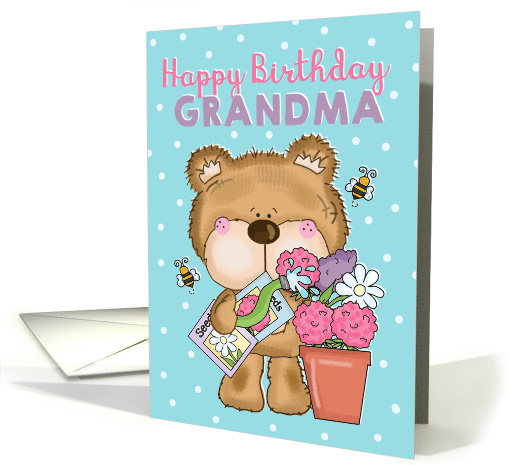 for Grandma's Birthday - Bear with Flowers and Seed Packets card