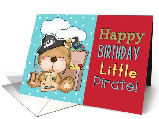 Happy Birthday Little Pirate Bear with Bird card (1472384)