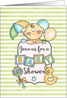 Baby Boy Umbrella Baby Shower Invitation card