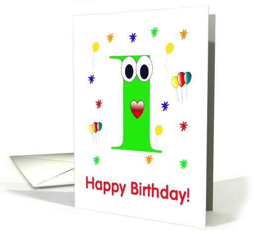 Green 1 yr birthday card (557119)