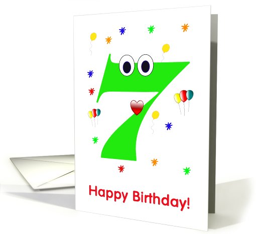 Green 7 yr birthday card (559159)