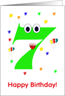 Green 7 yr birthday card