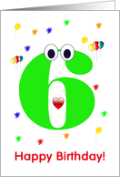 Green 6 yr birthday card