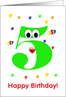 Green 5 yr birthday card