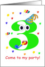 3 yr. old Birthday Party Invitaion card
