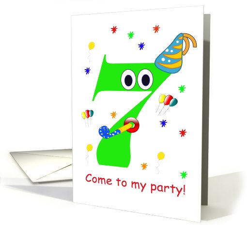 7 yr. old Birthday Party Invitaion card (562180)