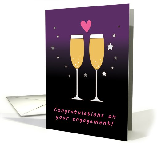 Congratulations on your engagement champagne toast card (686272)