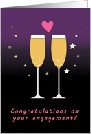 Congratulations on your engagement champagne toast card