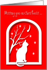 Missing You Christmas Cat on Window Silhouette card