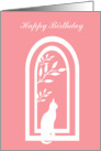 Teen/Tween Birthday Cat on Window Silhouette card