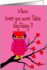 Boyfriend Valentine’s Day Owl in Tree with Heart Leaves card