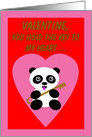 Humor Valentine’s Day Panda Bear with Key to Heart card