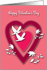 Valentine’s Day Hearts Doves and Flowers card