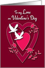 Love Valentine’s Day Hearts, Doves and Flowers card