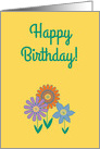 Friend Birthday Colorful Flowers on Yellow card