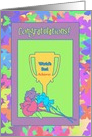 Congratulations Colorful Butterfly Frame With World’s best Trophy card