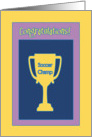 Congratulations SoccerYellow Trophy & Bouquet card