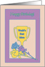 Mom Birthday Yellow Trophy & Bouquet card