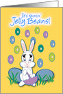 Easter Raining Jelly Beans Bunny With Umbrella card