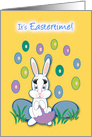Kids Easter Raining Jelly Beans Bunny with Umbrella card