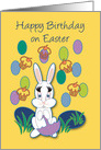 Birthday on Easter It’s Raining Jelly Beans and cupcakes Bunny Rabbit card