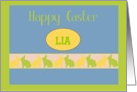 Customize Name Easter Kissing Bunnies with Colored Egg card