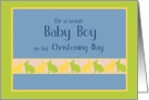 Baptism Christening Baby Boy Kissing Bunnies card