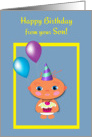 Dad Father Birthday Baby with Cupcake and Balloons card