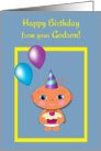 GodFather Birthday Baby with Cupcake and Balloons card