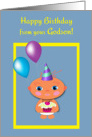 Godmother Birthday Baby with Cupcake and Balloons card