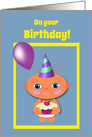 Kids Birthday Baby with Cupcake and Balloon card