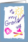 Grandma Birthday Child’s Drawing on Paper with Crayons card
