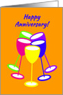 Wedding Anniversary Colourful Toasting Wineglasses card