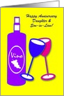 Custom Wedding Anniversary Wine Bottle Colourful Toasting Wineglasses card