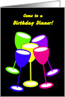 Invitation Birthday Colourful Celebrating Toasting Glasses card