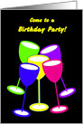 Birthday Invitation Party Colourful Celebrating Toasting Glasses card