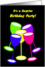 Invitation Surpise Birthday Party Colourful Toasting Glasses card