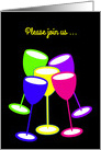 Invitation Christmas Party Colourful Toasting Glasses card