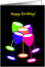 Birthday Colourful Celebration Toasting Glasses card