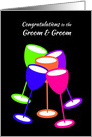 Congratulations Gay Wedding Colourful Toasting Glasses card