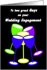 Congratulations Gay Wedding Engagement Colourful Toasting Glasses card